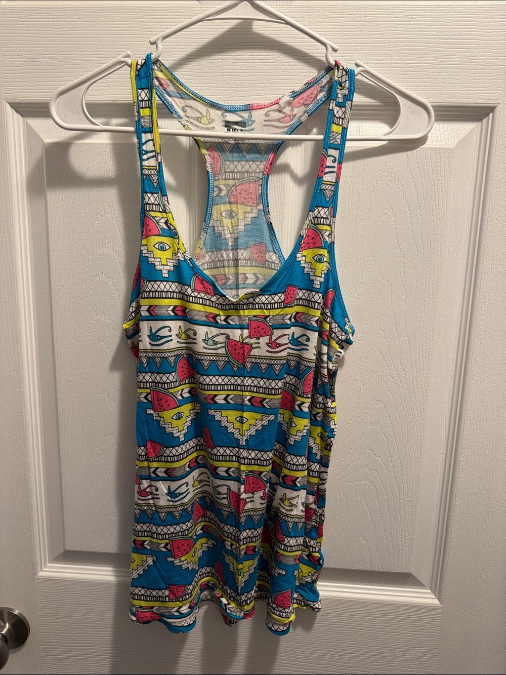 Kirra Multicolor Tribal Racerback Tank - Blue, Pink, Yellow